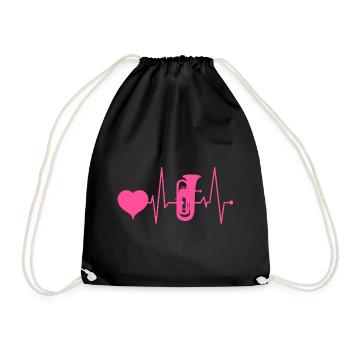 Euphonium Euphonist Girl Mama Heartbeat Pink - Drawstring Bag - black - Front