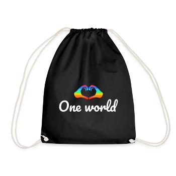 one world - Drawstring Bag - black - Front