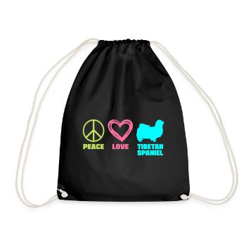 Épagneul tibétain Maman Paix Amour Dictons Drôles - Sac de sport léger - noir - Devant