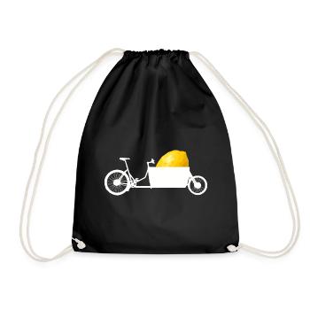 Lastenrad mit Zitrone - Turnbeutel - Schwarz - Vorne