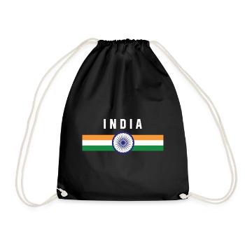 Inde - drapeau et armoiries - Sac de sport léger - noir - Devant