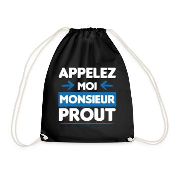 cadeau drôle monsieur prout - Sac de sport léger - noir - Devant