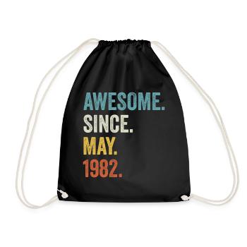 Awesome Since May 1982 40th Birthday - Drawstring Bag - black - Front
