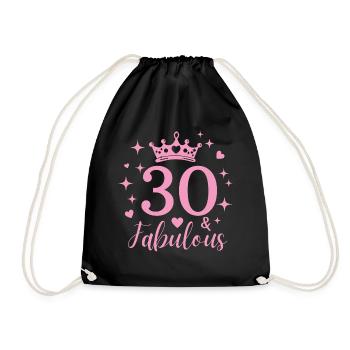 Fabulous 30. 30th birthday - Drawstring Bag - black - Front