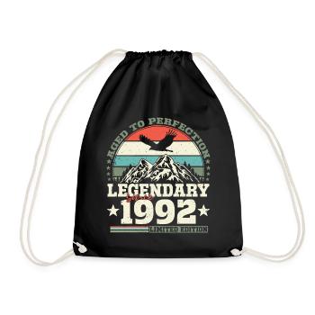 Legendär 1992 Jahrgang geboren Geburtstag Geschenk - Turnbeutel - Schwarz - Vorne