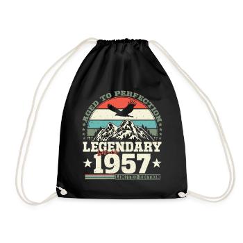 Legendary 1957 Vintage born Birthday Gift - Drawstring Bag - black - Front