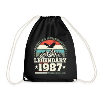 Legendary 1987 Vintage born Birthday Gift - Drawstring Bag - black - Front
