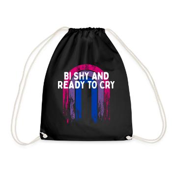 Bi Shy and Ready to Cry Bisexual Introvert Bi - Drawstring Bag - black - Front