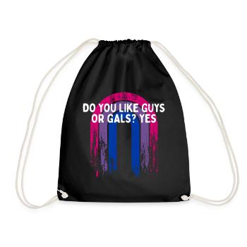 Do You Like Guys or Gals Yes Bisexual LGBTQ Bi - Drawstring Bag - black - Front