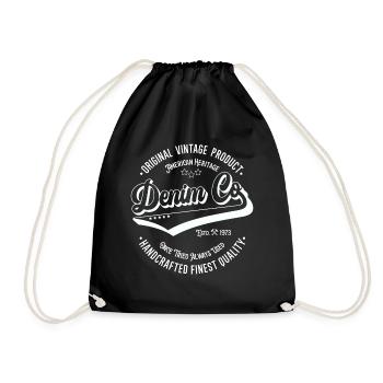 Denim Co. original vintage product handcrafted - Drawstring Bag - black - Front