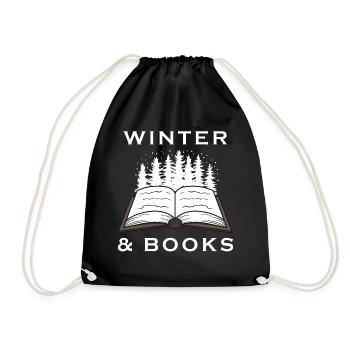 Cozy Winter Days Book Reading Literature Snow - Drawstring Bag - black - Front