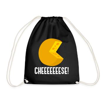Cheeeeese Ironic Quote Cheesemaking Organic Food - Drawstring Bag - black - Front