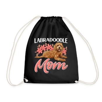 Labradoodle Dog - Drawstring Bag - black - Front