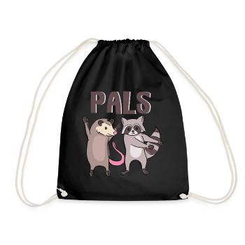 Opossum and Raccoon Pals Funny Rodent Squad - Drawstring Bag - black - Front