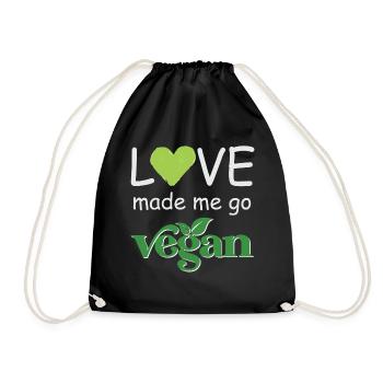 Vegan Fleischlos Tierlieb & Veganer - Turnbeutel - Schwarz - Vorne