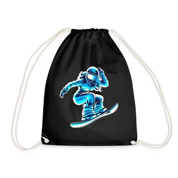 snowboarderin blau weiss frauen - Turnbeutel - Schwarz - Vorne