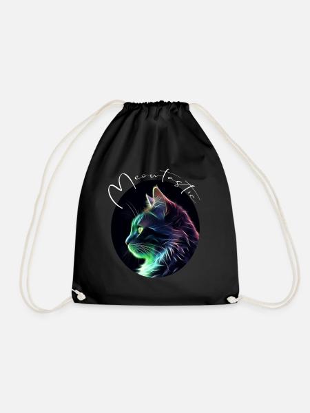Neon Katze, Katzenliebhaber, Katzen-Geschenk - Turnbeutel - Schwarz