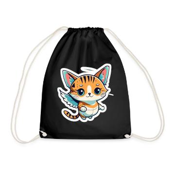 Guardian Angel Cat Spirituality Angel Gift - Drawstring Bag - black - Front