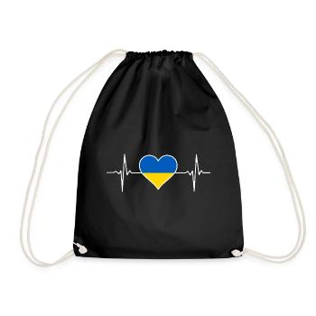 Battement de cœur du drapeau de l’Ukraine - Sac de sport léger - noir - Devant