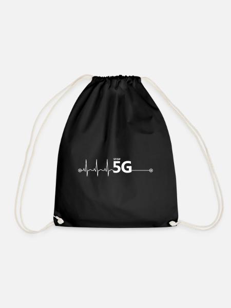 Stop 5G heartbeat - Drawstring Bag - black