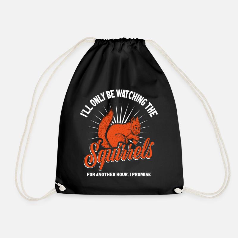 Squirrel Autumn - Drawstring Bag - black
