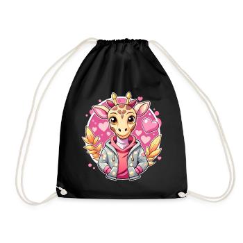 Giraffe Parade: Cool Giraffe - Drawstring Bag - black - Front