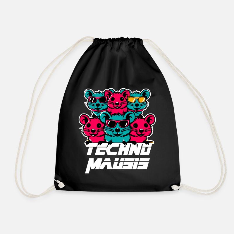 Techno Mausis - Drawstring Bag - black