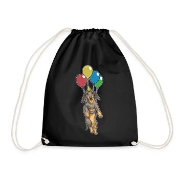 Dackel Geburtstag Luftballon - Turnbeutel - Schwarz - Vorne