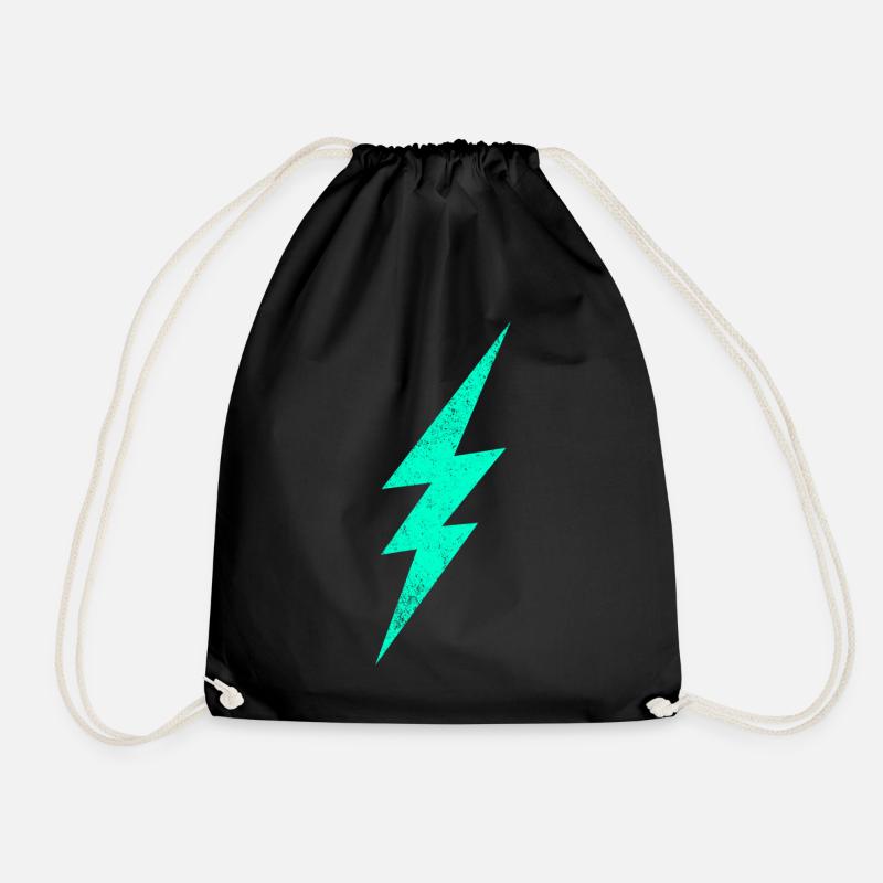Electric flash graphic on trendy H interior - Drawstring Bag - black