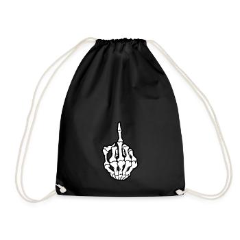 Skelett Hand Mittelfinger Geschenk Idee - Turnbeutel - Schwarz - Vorne