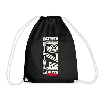 49th Birthday Original October Year 1974 - Drawstring Bag - black - Front