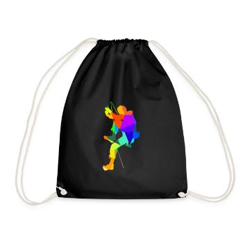 Klettern Bouldern Regenbogen Farben Polygon Sport - Turnbeutel - Schwarz - Vorne
