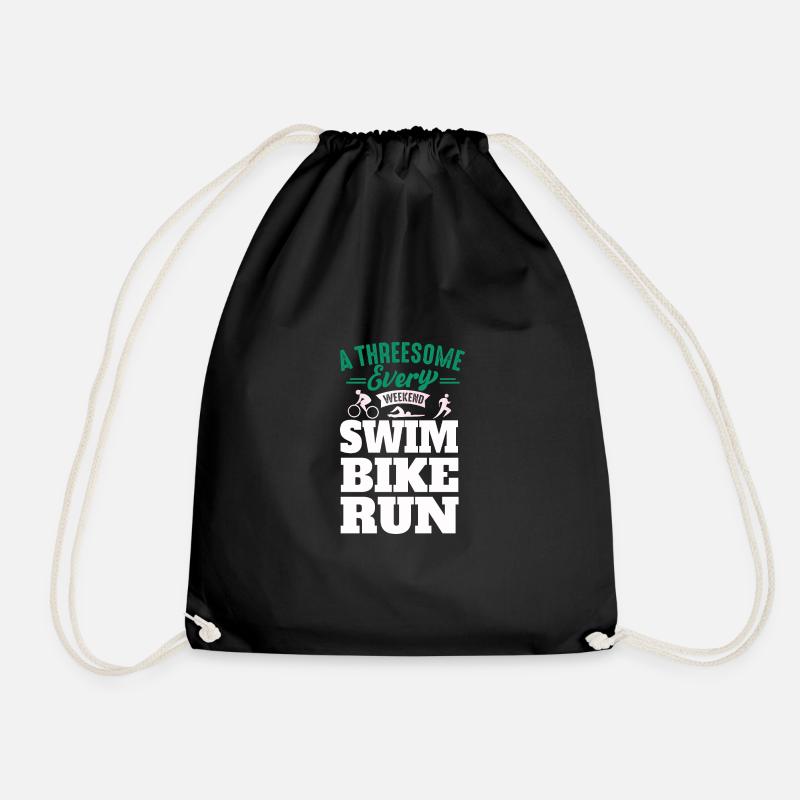 Triathlon motif for triathletes - Drawstring Bag - black