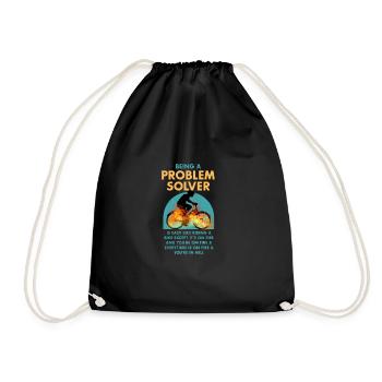 Funny quote Problem solver is like riding a bike - Drawstring Bag - black - Front