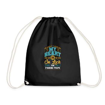 My Heart Is On Lock For Fishing Trips - Drawstring Bag - black - Front