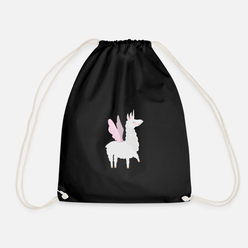 Alpaka Lama Einhorn Geschenk - Turnbeutel - Schwarz