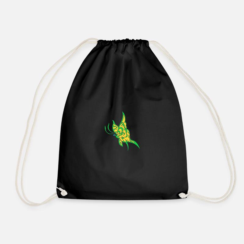Moth green gold - Drawstring Bag - black
