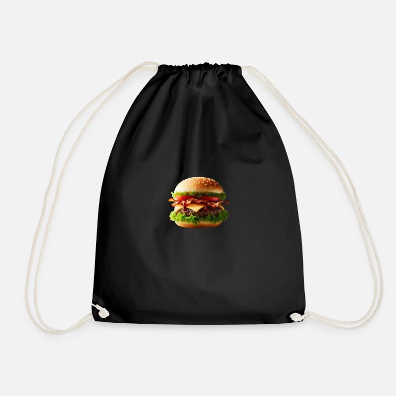 Großer Burger - Turnbeutel - Schwarz