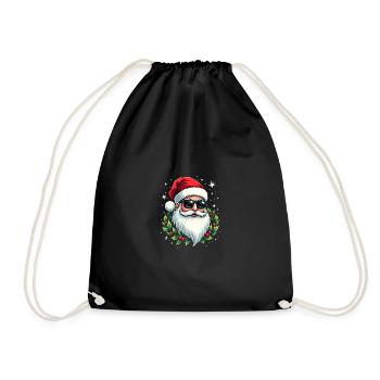 Cooler Weihnachtsmann mit Sonnenbrille Weihnachten - Turnbeutel - Schwarz - Vorne