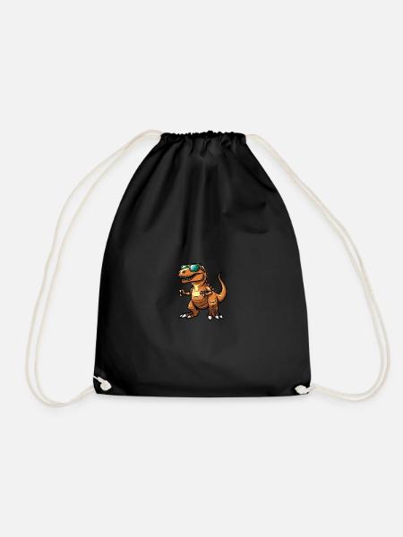 Dinosaur T-Rex Cool Animal - Drawstring Bag - black