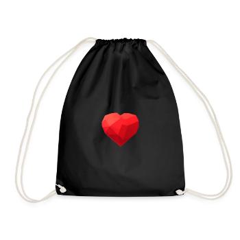 Low Polygon Design Herz Emoji Valentinstag - Turnbeutel - Schwarz - Vorne