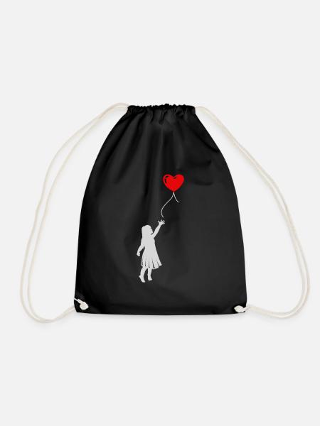 Girl with balloon. Gift idea birthday - Drawstring Bag - black