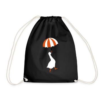 Flying goose umbrella - Drawstring Bag - black - Front