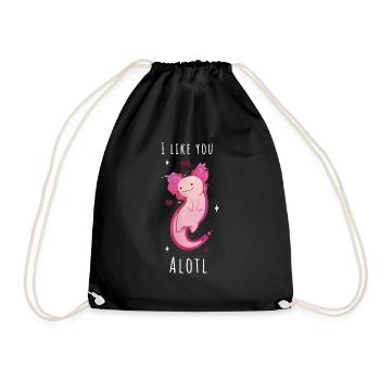 I like you Alotl - Exclusive Adorable Axolotl - Drawstring Bag - black - Front