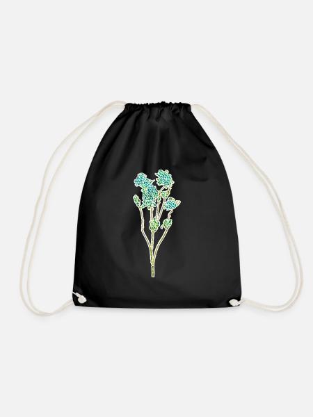 Shrub plant - mosaic illustration white - Drawstring Bag - black
