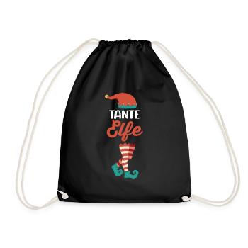 Weinachten Weihnachtself Tante Elfe Elfen - Turnbeutel - Schwarz - Vorne