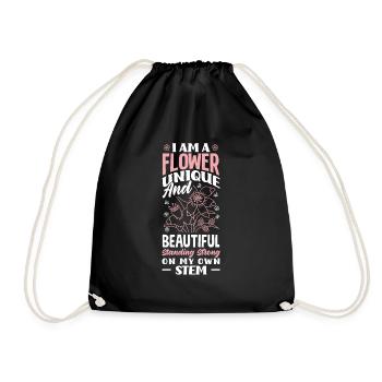 I Am A Flower Unique And Beautiful Standing - Drawstring Bag - black - Front