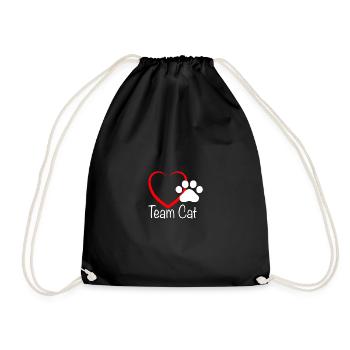 Team Cat mit Herzchen - Turnbeutel - Schwarz - Vorne