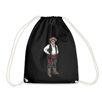 Skeleton Halloween Pirate - Drawstring Bag - black - Front