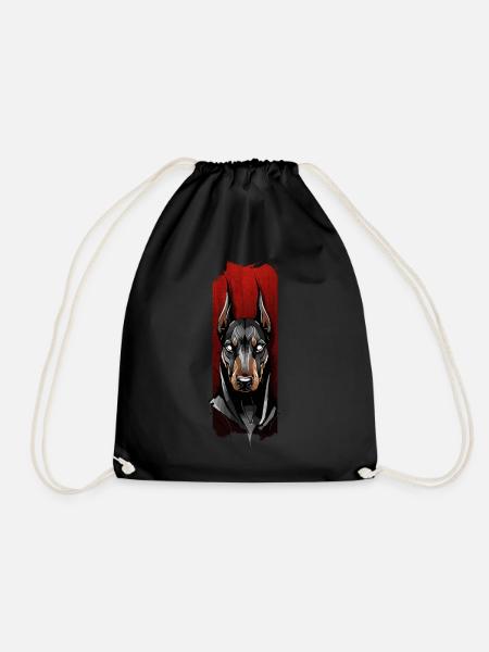 Vigilant Stare: Doberman's Gaze - Drawstring Bag - black